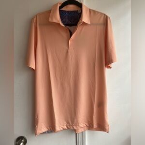 Robert Graham Burgon short sleeve performance polo shirt sz small light orange